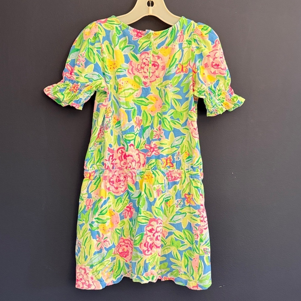 Lilly Pulitzer Girls Romper Size 6-7 Medium Floral Puff Sleeve One Piece - Picture 7 of 7